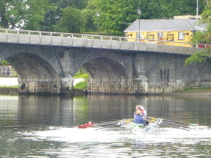 Leaving Carrick-on-Shannon at the start of the shell. Repairs are water-tight and perfect!