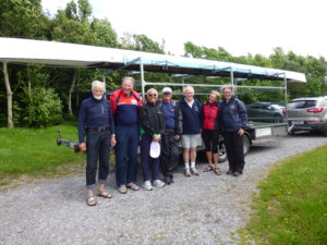 The happy crew with Frank Durkin of Offaly Rowing Club. From left: Walter, Giacomo, Homam, Christine, Frank, Heidi, Ruth. Thanks Antoinette for taking the photo.